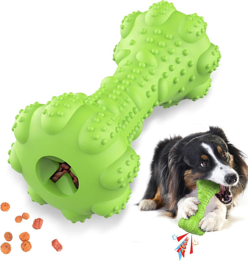 Dog Chew Toys for Aggressive Chewers, Tough Indestructible Dog Toys with Bleef Flavor Interactive Dog Toys Natural Rubber Squeaky Dog Food Toys Ch...