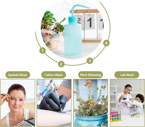 Melphoe Tattoo Wash Bottle Squeeze 3Pcs 250ml Squirt Bottle Succulent Watering Can, Safety Rinse Bottle, Plastic Squeeze Medical Lab Washing Bottl...