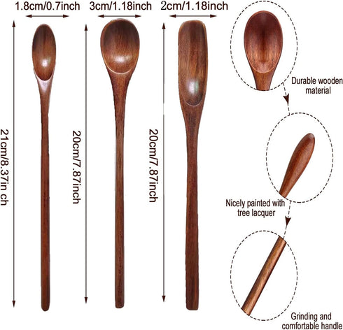 Wooden Spoons Long Handle Wooden Coffee Spoons Tea spoon Wooden Mixing Honey Spoon Handmade Wood Stirring Spoon for Kitchen Cooking Utensils(9PCS)...