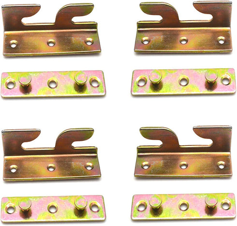 4Sets Bed Hinges Bed Rail Brackets 3.1" Double Hooks Heavy Duty Iron Replacement Part for Bed Frames Headboard Footboard with Screws(80mm/3.1inch)...