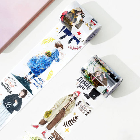 WT Twilight Zone Wide Washi Tape, Single Roll, Original Designs, Modern Girls Decorative Tape, Fashion Characters Figures, Washi Tape for Journali...