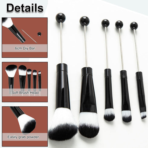 10Pieces Beadable Makeup Brushes Diy Makeup Comestic Brushes Beaded Brushes Kit for DIY Beaded Eyeshadow Brush (Beadable Makeup Brushes-10pieces=2...