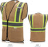 High Visibility Reflective Safety Vest with Zipper and Pockets Khaki,L...
