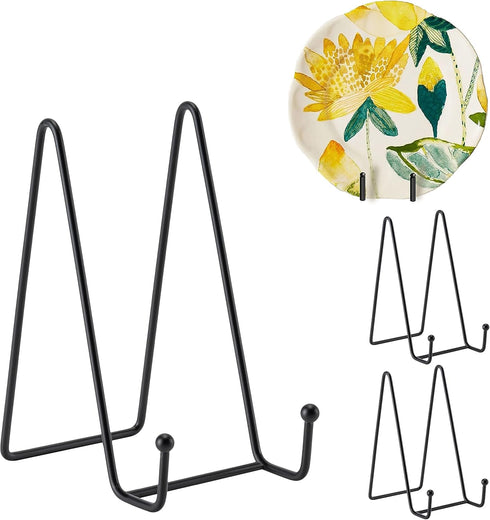 Plate Stands, 3 Pack 6 Inch Plate Holder, Metal Frame Holder Stand for Book Display Stand, Easels for Signs, Cookbook Stand, Picture Stands for Di...