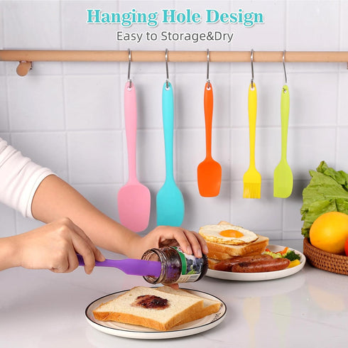 6PCS Silicone Spatula Set, FXFSTEEL Heat Resistant up 600°F Silicone Spatulas Kitchen Utensils for Cooking &Baking Needs BPA-Free Multicolor...