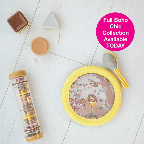 Edushape My First Shakers Boho Chic Basic Shapes - Baby Maracas with Soothing Sound - Musical Egg Shakers for Babies - Grasping and Teething Rattl...