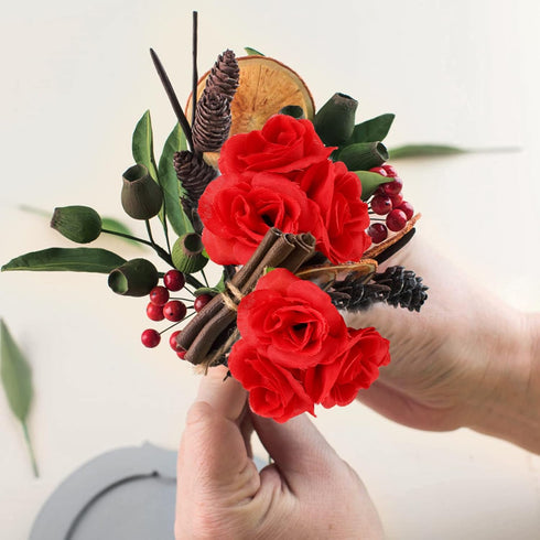 Kesoto 50pcs Red Roses Buds Artificial Flowers Bulk, 1.6" Small Silk Fake Roses Flower Heads for Decoration, Crafts, Wedding Centerpieces Bridal S...