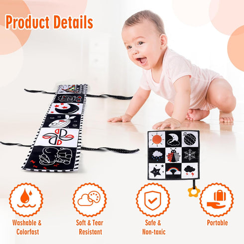 High Contrast Baby Toys for Newborn, Infant Black and White Baby Toys 0-6 6-12 Months, Tummy Time Toys, Soft Crinkle Baby Books Toys for Newborn B...