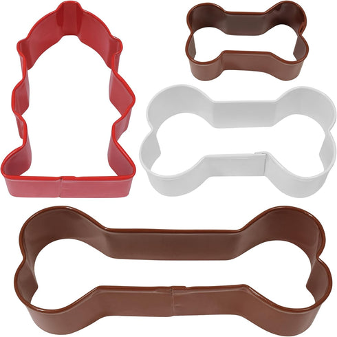 R&M International Dog Bone Cookie Cutters, Assorted Bones and Fire Hydrant, 4-Piece Set...