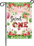 Strawberries Sweet One Garden Flag - Fruit Sweet Summer Yard Flag - First Birthday House Flag Yard Banners - Welcome Summer Strawberry Holiday Por...