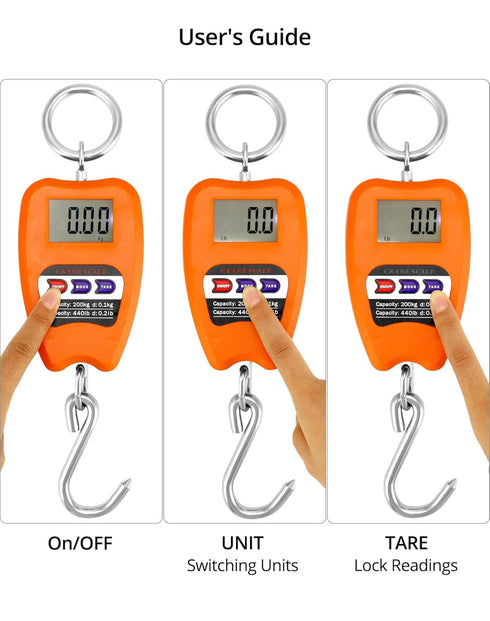 QWORK Hanging Weight Scale, 200kg/440lbs Digital Crane Scales Fish Weighing Scale Aluminum Housing LED Display Scale for Fishing, Weigh Luggage, H...