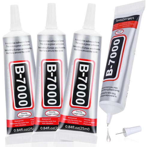 B-7000 Jewelry Glue Clear, 4 PCS 25ML Rhinestone Adhesive B7000 Glue Crafting Clear Glue with Precision Tip for Paper Crafts Card Making Jewelry S...