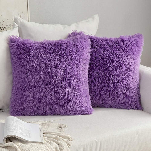 MIULEE Pack of 2 Luxury Faux Fur Throw Pillow Cover Deluxe Winter Decorative Plush Pillow Case Cushion Cover Shell for Sofa Bedroom Car 18 x 18 In...