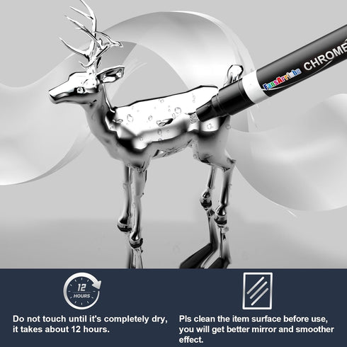 FansArriche Mirror Chrome Markers, Silver & Gold Liquid Permanent Reflective Gloss Chrome Metallic Paint Pens for Repairing, Model Painting, Marki...