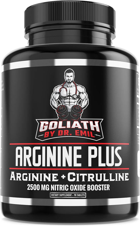 Dr. Emil's ARGININE Plus - L Arginine + L Citrulline - 2500 MG High Dose NO Booster Tablets - Nitric Oxide Supplement for Vascularity and Heart He...