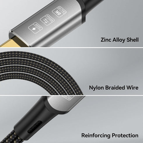 USB4 Cable, with Thunderbolt 4 Cable, 240 W Charging Cable, 40 Gbps Data Cable, 8K @ 60Hz 4K120Hz HDR, PD3.1, USB C to USB C Cable, for Hub, Dock ...