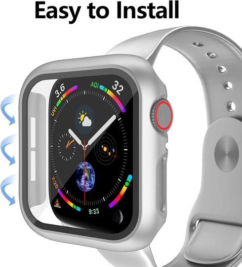 12 Pcs Jomitvp Hard PC Case Compatible for Apple Watch Series SE (2022) 6/5/4/SE 40mm with Tempered Glass Screen Protector, All Around Protector B...