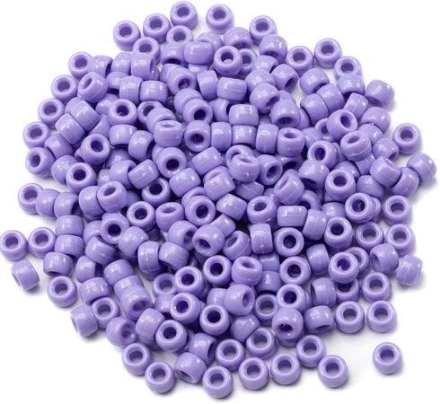 1000 Pcs Acrylic Plastic White Pony Beads 6x9mm Bulk Kandi Beads for Friendship Bracelet Necklace Jewelry Making Pens Hair Braiding Kit (Violet bl...