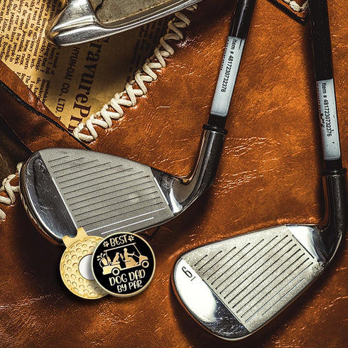 Best Dog Dad by Par Black Gold Golf Ball Marker with Hat Clip, Funny Golf Accessories for Men Dad, Christmas Father's Day Birthday Gifts for Golf ...