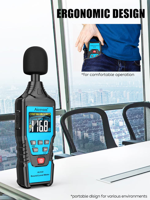 decibel meter spl meter Sound Level Meter dB Meter Sound and Noise Meters Measuring 30 dB to 130 dB...