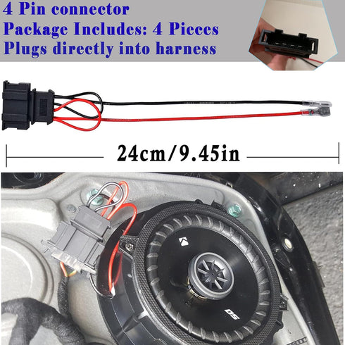 4 Pack Speaker Wire Harness Adapter Replacement for Volkswagen Speaker Harness VW Jetta GLI GTI Beetle Golf Passat Polo Car Speaker Connector Harn...