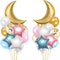 34 PCS Twinkle Little Star Baby Shower Birthday Party Decoration,Moon and Star Mylar Balloons for Gender Reveal Party,Blue Pink White Gold Confett...
