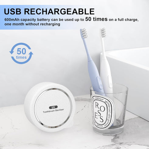Toothbrush Sanitizer, UV Toothbrush Sanitizer and Holder with Fan Drying 3 Minute Timer Toothbrush Covers for Any Toothbrush, Rechargeable Portabl...