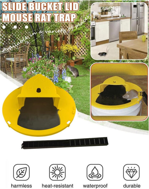Mouse Trap Bucket Flip Lid, Multi Catch Humane Rat Trap for Indoor Outdoor, Reusable Mouse Catching Tool, 5 Gallon Bucket Compatible, Auto Reset F...