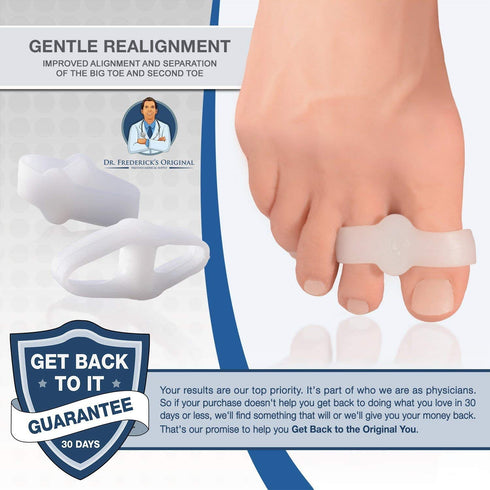 Dr. Frederick's Original Sport Bunion Toe Spacer Set - 4Pcs - Soft Gel Splints - One Size Fits All - Fast Relief - Wear with Shoes - for Men & Wom...