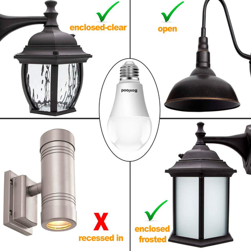 Dusk to Dawn Light Bulbs, Built-in Photocell Light Sensor, Automatic On/Off, E26 Base 9W 60W Equivalent, AC120V 3000K Warm White, Indoor/Outdoor S...