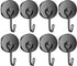Grtard 8Pack Black Swivel Swing Magnetic Hooks 110LBS Heavy Duty Neodymium Magnet Hooks, Strong Magnets with Hooks for Hanging, Home, Office, Clas...