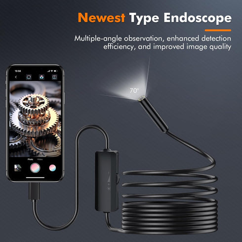 Borescope Camera with Light Endoscope Camera with Light iPhone, 1920P HD Inspection Camera Endoscope Camera for Android, IP67 Waterproof Portable ...