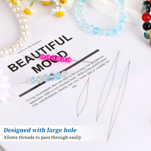 8 Pcs Beading Needles 8 Sizes Bead Needles Big Eye Beading Needles Set with Needle Bottle Collapsible Stainless Steel Beading Needles for Jewelry ...
