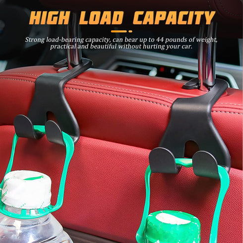 Car Seat Headrest Hook, 4 Pack Purse Hooks for Auto, 2 in 1 Durable Seat Back Hanger, Storage Organizer Phone Holder for Automotive Interior, Univ...