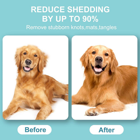 Pet Grooming Brush, Double Sided Undercoat Rake for Dogs & Cats, Professional Deshedding Brush and Dematting Tool, Safe and Effective Removing Kno...