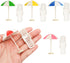 Set of 5 Mini Beach Umbrella Dollhouse Decor: 6x4cm Ornament Plastic Miniature Sunshade with Base DIY Accessories for Yard, Garden, Swimming Pool,...