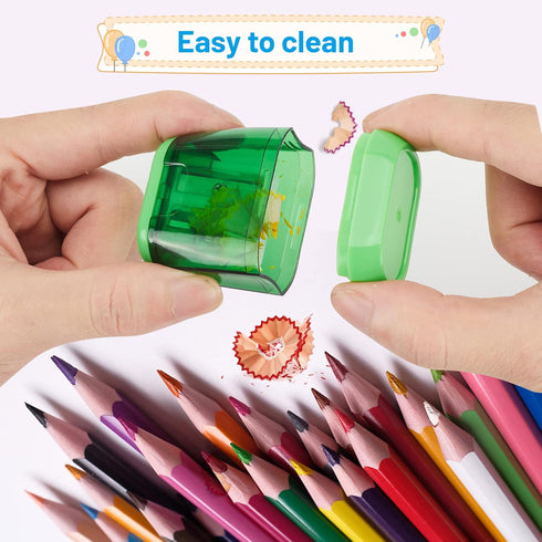 Colored Pencil Sharpeners Manual, Hand Held Small Compact Pencil Sharpener for Kids with Lid Dual Hole, (8-11mm) No.2/Makeup Pencils Classroom Adu...