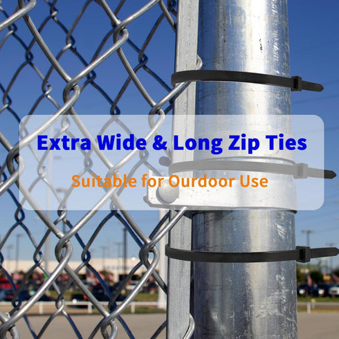 Black Cable Zip Ties Heavy Duty 18 Inch, 50Pcs Plastic Wire Ties with 200lb Strength, Large Zip Ties Heavy Duty Big Cable Ties Extra Long Tie Wrap...