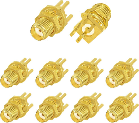 Superbat SMA Connectors SMA Female PCB Edge Mount Connector Solder RF Coaxial Adapter SMA Female Bulkhead Connector for 0.062 inch End Launch 10pc...
