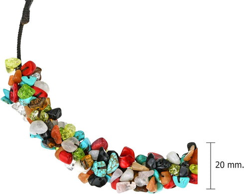 AeraVida Adjustable Dainty Mix Gemstone Cluster in Bohemian Wire Choker Necklace, 20x110mm...