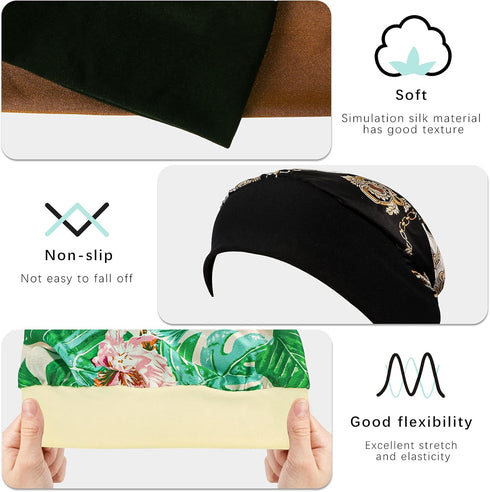 Ever Fairy Women Vintage Elastic Wide Band Chemo Head Scarf Turbans Night Sleep Hat Cap (Multicoloured)...