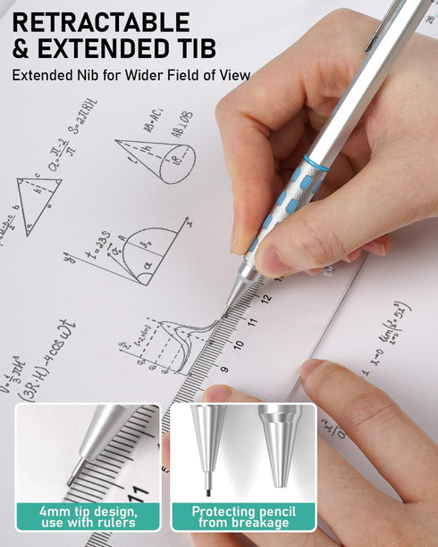 Nicpro 36PCS Blocky Gear Mechanical Pencil Set with Case, Metal Mechanical Pencils 0.3, 0.5, 0.7, 0.9, 2mm Lead Holder for Art Drawing Sketching w...