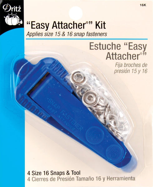 Dritz 16K Snap Fasteners "Easy Attacher" Kit, Size 15 (3/8-Inch) & Size 16 (7/16-Inch) Nickel...