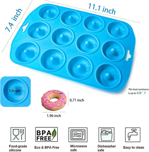 Silicone Donut Pan, Bite Size Silicone Donut Molds for baking, Mini Donut Mold Heat Resistant, Mini Baking Mold for baking delicious donuts, Non-s...