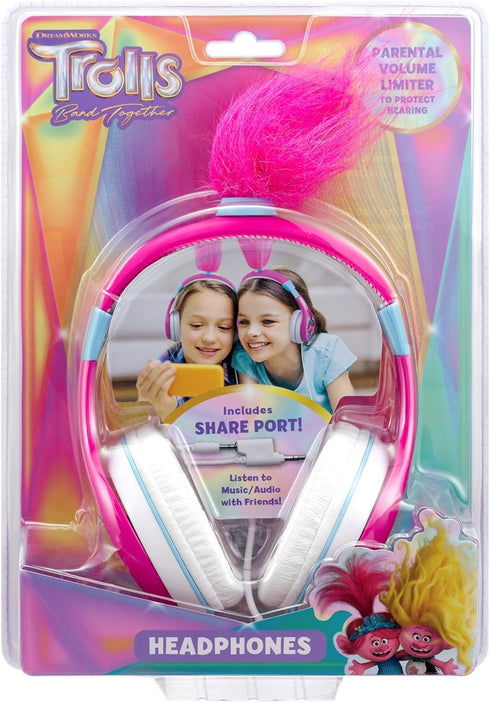 eKids Trolls Band Together Headphones for Kids, Wired Headphones for School, Home or Travel, Tangle Free Kids Headphones with Volume Control, 3.5m...