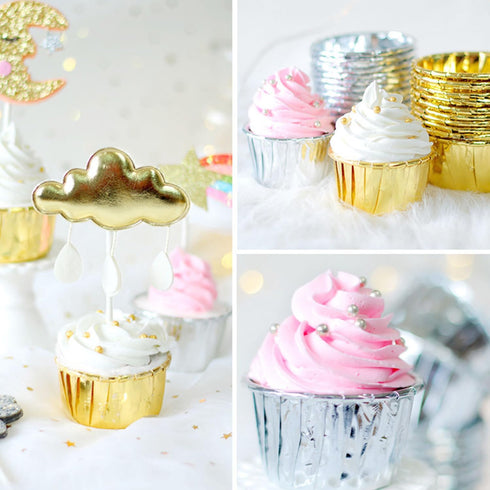 Silver Foil Metallic Paper Baking Cups Muffin Cups Cupcake Liners 50-Count Cake Baking Cups for Birthday, Wedding, Party (Silver)...