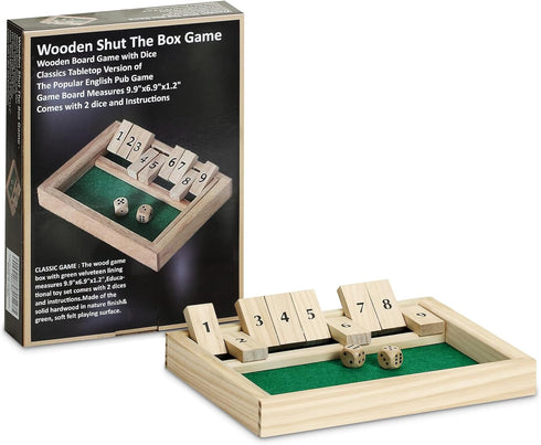 Wooden Shut The Box Game - Dice Game 2 Player,Board Game,Classics Tabletop Version,Popular Pub Game,math,travel for Kids and Adults for Classroom,...
