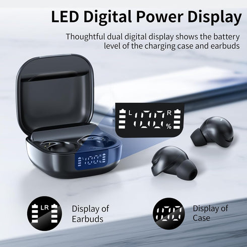 MANKIW Wireless Earbuds for Android, wireless earbuds bluetooth 5.3 headphones Stereo Bass LED Display in Ear Earphones 32H Playtime Waterproof Ea...