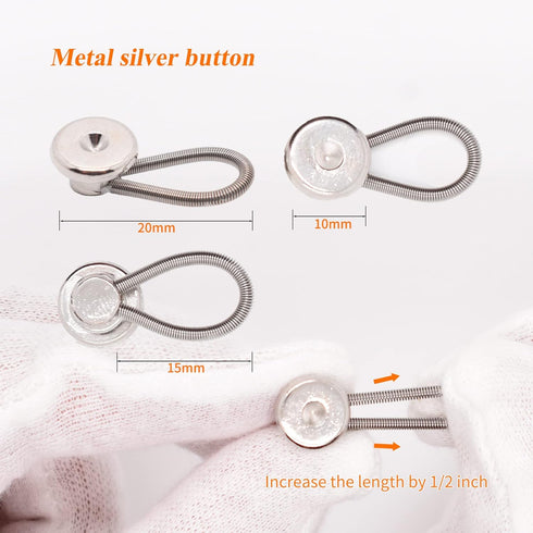 Button Extender for Shirts Men Collar Extender Neck Extenders 1/2” Size Expansion for Dress Shirt Suits Pants, Silver 6pcs...