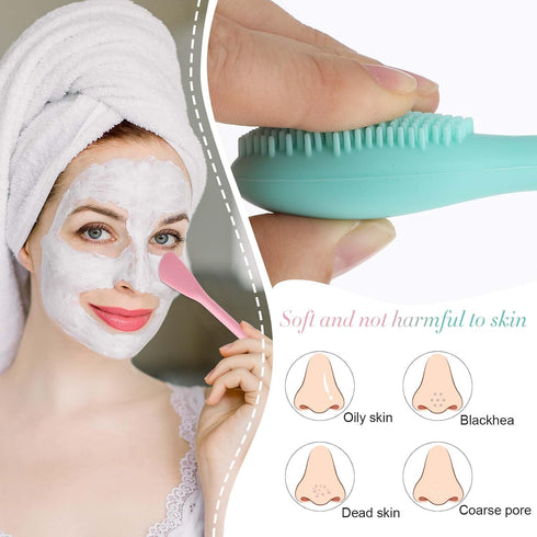 2PCS Manual Facial Cleansing Brush, Silicone Facial Mask Applicator 2 in 1 Face Mask Brush Face Scrubber Tool for Exfoliating Massaging Makeup Ski...
